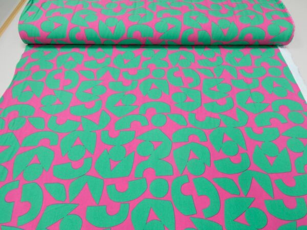 Stoff BW Poplin Moos Abstract grün-rosa – Bild 3