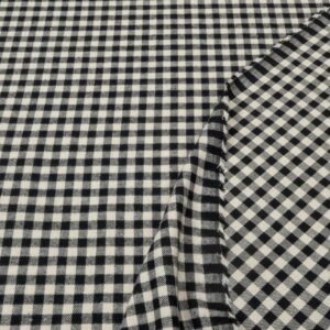 Stoff Woven co/pl Y/D check Flanell natur-schwarz