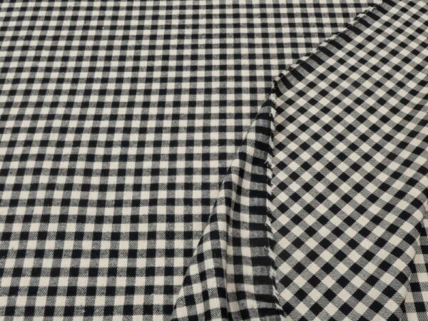 Stoff Woven co/pl Y/D check Flanell natur-schwarz