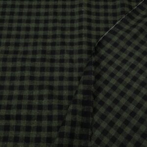 Stoff Woven co/pl Y/D check Flanell khakigrün-schwarz