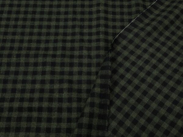 Stoff Woven co/pl Y/D check Flanell khakigrün-schwarz