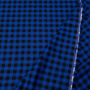 Stoff Woven co/pl Y/D check blau-schwarz