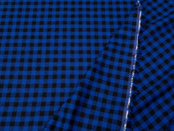 Stoff Woven co/pl Y/D check blau-schwarz