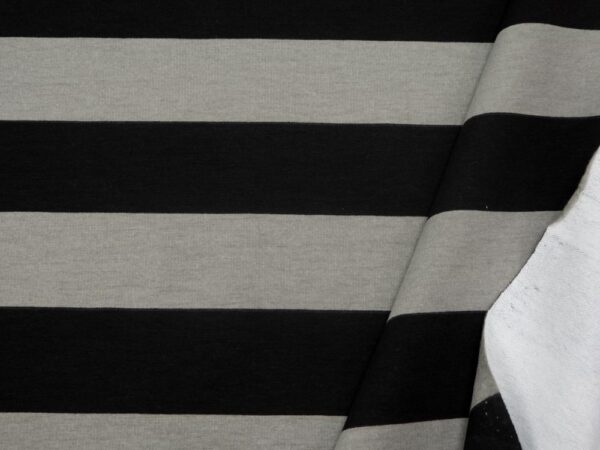 Stoff Sweat Big Stripes schwarz/grau
