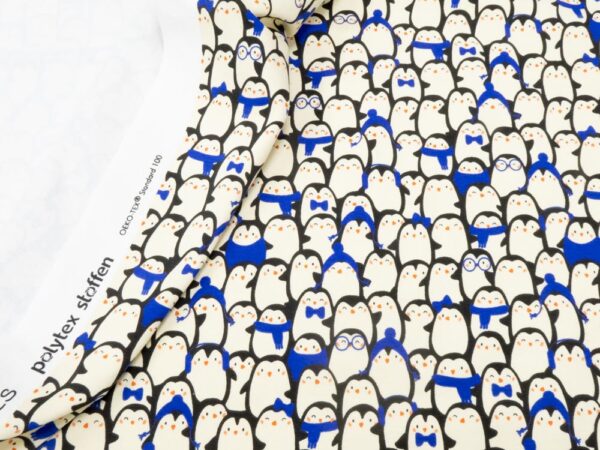 Stoff Knit co/ea jog br Polly penguins – Bild 2