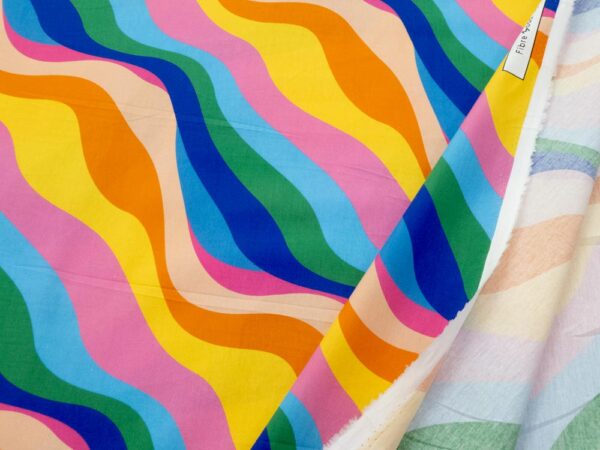 Stoff Baumwolle Popeline Wellen multicolor – Bild 3