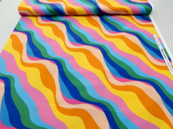 Stoff Baumwolle Popeline Wellen multicolor – Bild 4