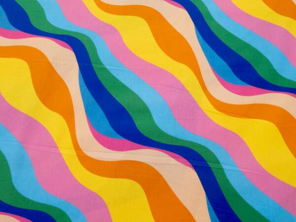 Stoff Baumwolle Popeline Wellen multicolor