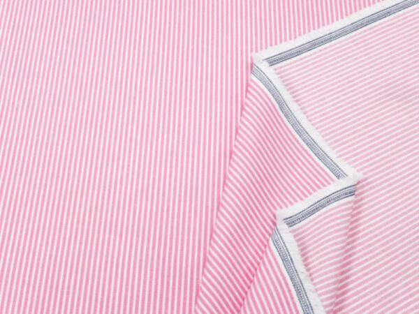 Stoff Denim Oshkosh Stripes rosa-weiss – Bild 2