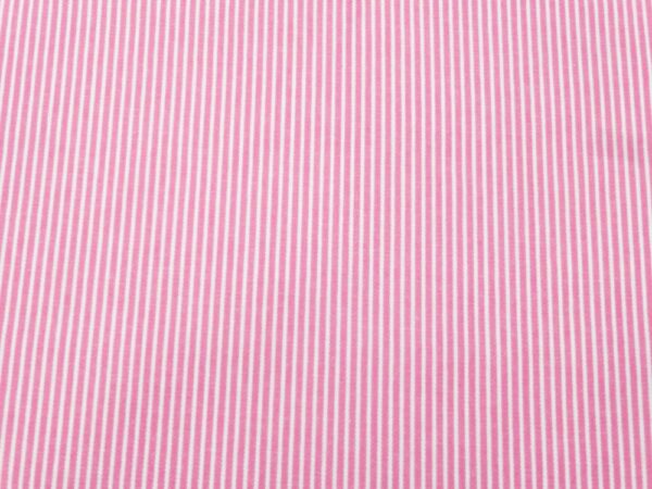 Stoff Denim Oshkosh Stripes rosa-weiss