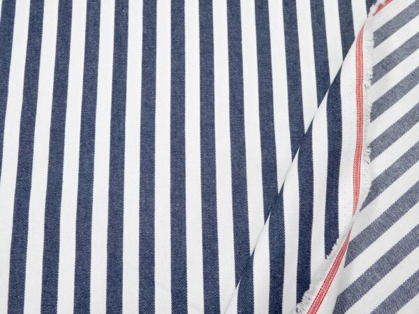 Stoff woven Y/D Denim 1cm Stripe blau-weiss