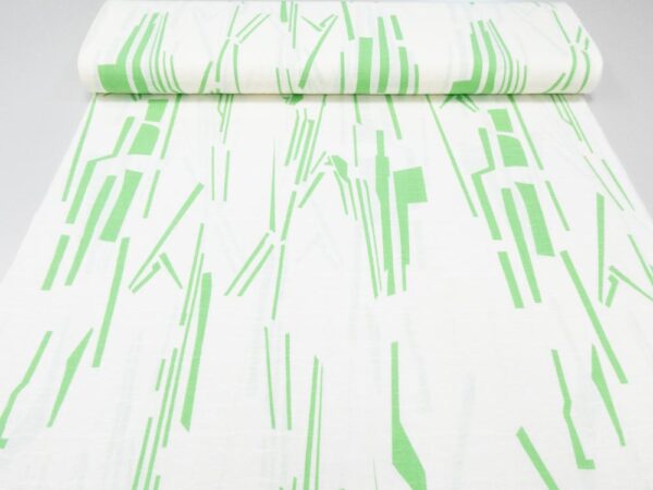 Stoff Baumwolle Leinen Jacquard irregular offwhite-green Fibremood – Bild 3