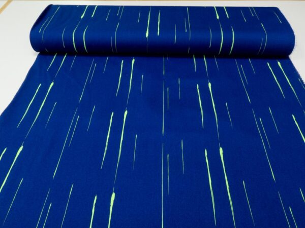 Stoff Köper blau mit neongrünen Strichen – Bild 3