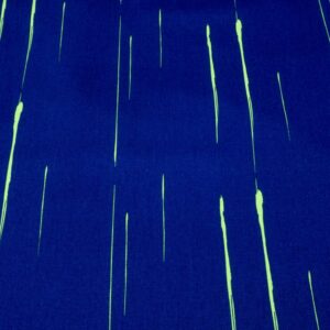 Stoff Köper blau mit neongrünen Strichen