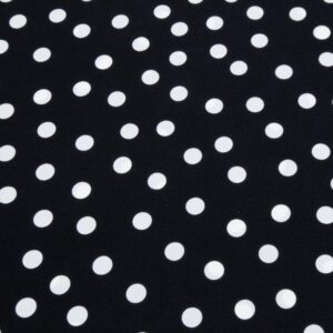 Stoff Seidensatin schwarz elastisch Punkte weiss 9mm