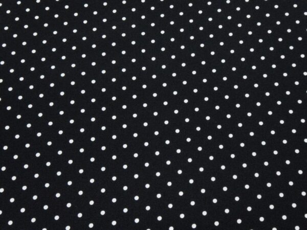 Stoff Seidensatin schwarz elastisch Punkte weiss 3mm
