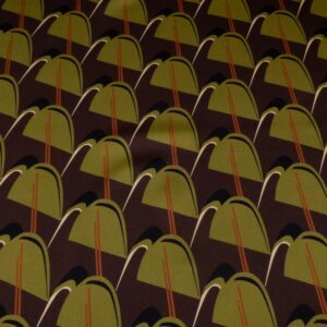 Stoff Seidensatin Art Deco Kranich weinrotbraun