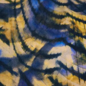 Stoff Viskose Wolle Batik blau gelb