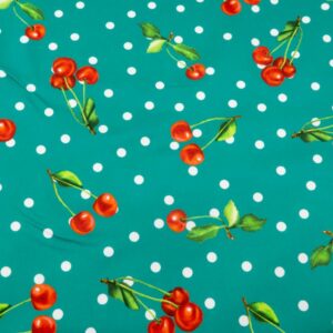 Stoff BW Satin Stretch Kirschen Vivid Green