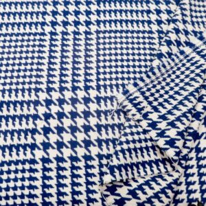 Stoff Jacquard Hahnetritt dunkelblau_ecru
