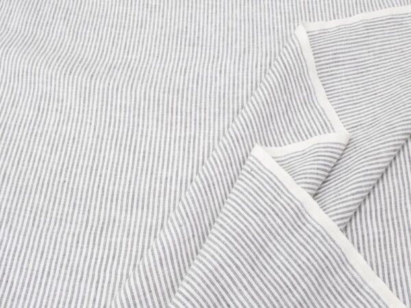 Stoff Leinen Streifen 2.5mm grau-weiss – Bild 2