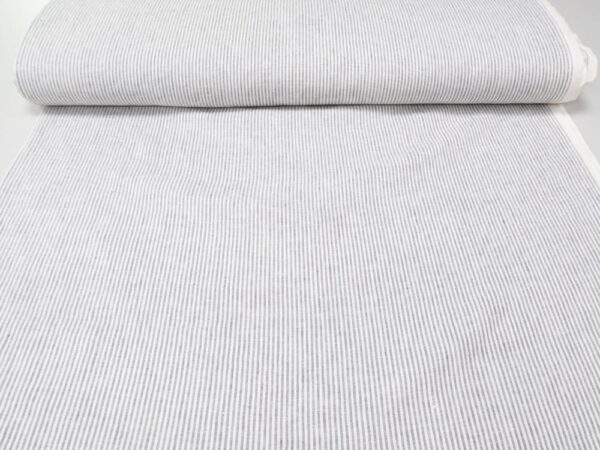 Stoff Leinen Streifen 2.5mm grau-weiss – Bild 3