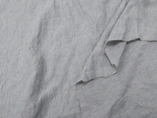 Stoff Leinen Streifen fein vintage natur-hellblau