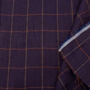 Stoff Edelleinen GrossKaro uni purplevelvet orange gelb