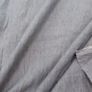 Stoff Leinen Streifen fein vintage beige-blau