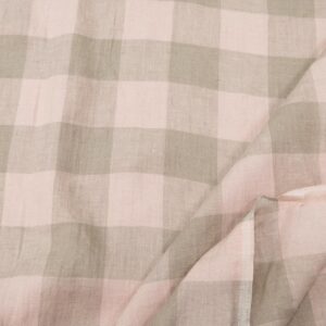 Stoff Leinen Vichy rose/grau