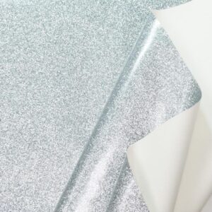 Stoff Glitzer Vinyl soft silber