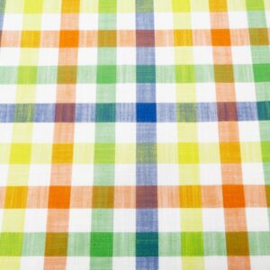 Stoff Deko Canvas Karos grünblauweissrost meliert