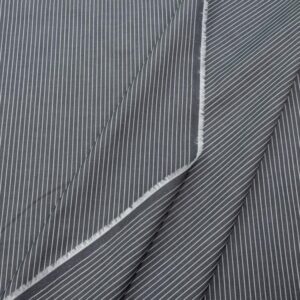 Stoff BW Hemd Streifen grauweiss