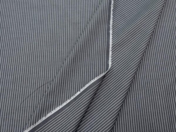 Stoff BW Hemd Streifen grauweiss