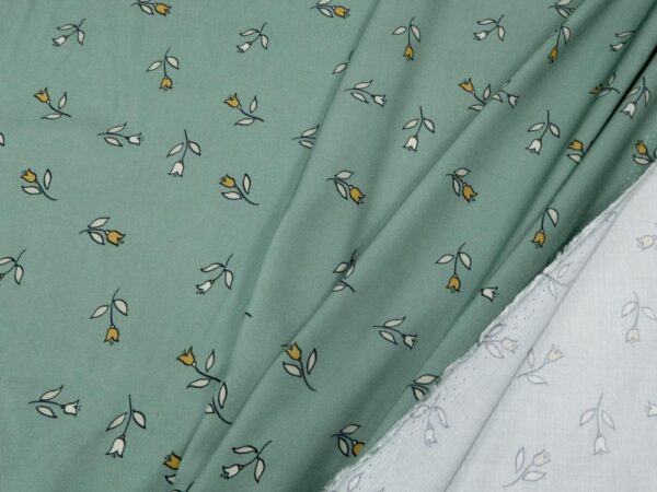 Stoff Viskose Blumen vintage Green Bay – Bild 2