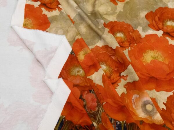 Stoff Vi Romanitjersey Blumenmeer rot mit Rapport 140cm