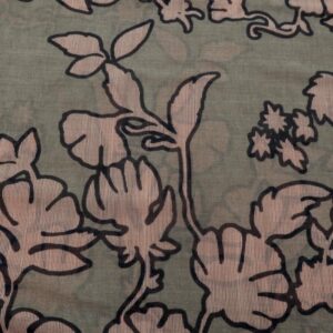 Stoff SE-BW Blumen Armani Krepp fein khaki-rosa