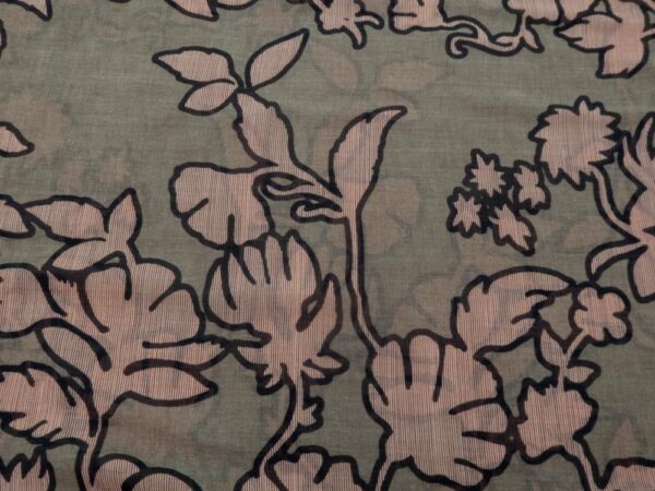 Stoff SE-BW Blumen Armani Krepp fein khaki-rosa