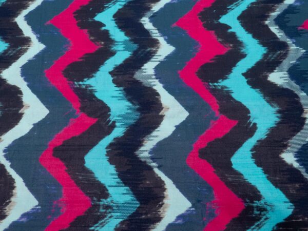 Stoff BW Taft Zickzack 80's pink-türkis-
