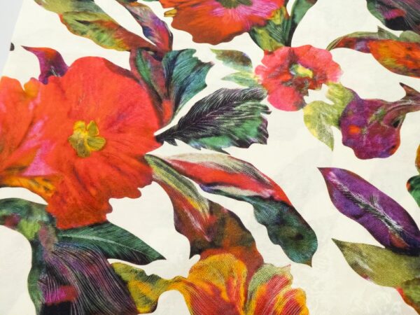 Stoff Seiden Baumwolle Jacquard cremeweiss Blumen XXL