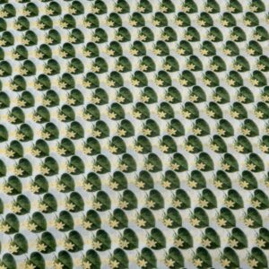Stoff Baumwolle Voile  Blumen auf Blatt grün-gelb-weiss
