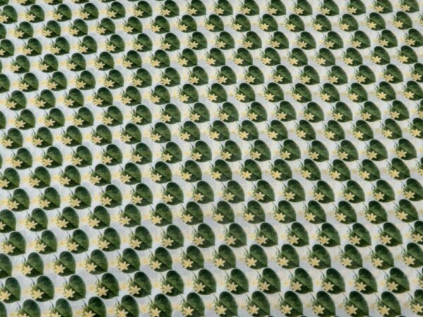 Stoff Baumwolle Voile  Blumen auf Blatt grün-gelb-weiss