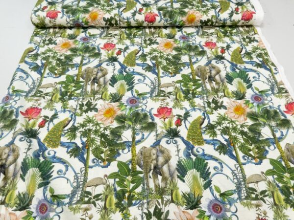 Stoff Leinen Viskose Stretch Dschungel – Bild 3