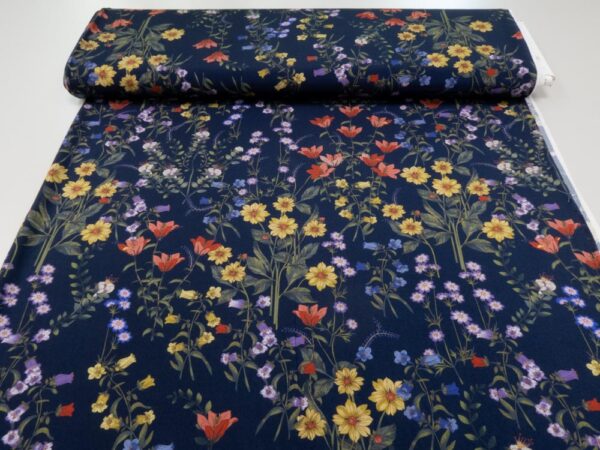 Stoff Jersey glatt blau Wiesenblumen – Bild 3
