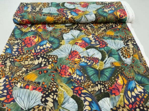 Stoff Leinen Viskose soft Schmetterlinge multicolor – Bild 3
