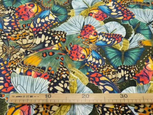 Stoff Leinen Viskose soft Schmetterlinge multicolor – Bild 4