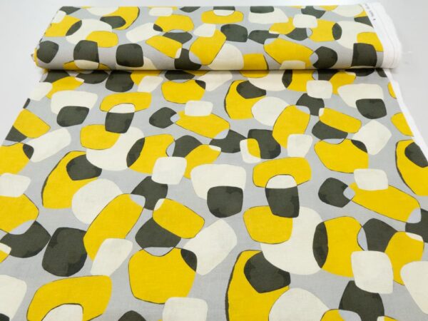 Stoff Leinen Viskose soft Miro gelb-grau – Bild 3