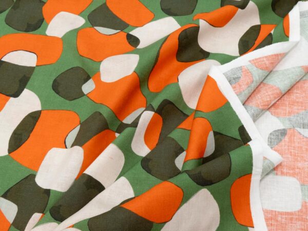 Stoff Leinen Viskose soft Miro orange-grün – Bild 2