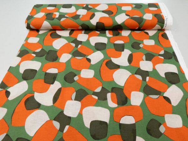 Stoff Leinen Viskose soft Miro orange-grün – Bild 3