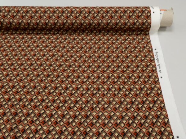 Stoffe Seide elast. ZickZack Quadrat terracotta-grün – Bild 3